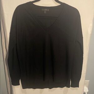 J. Crew 100% merino wool Black women V-Neck Sweater small long sleeves oversize
